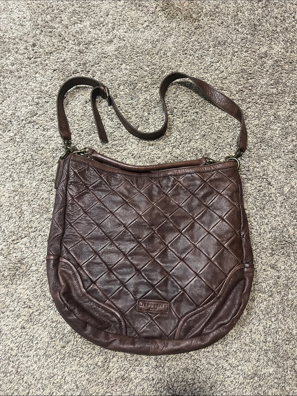 Liebeskind Brown Quilted Leather Crossbody Shoulder Bag